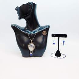 Artisan 925 Shell & Lapis Pendant Necklace Bracelets & Earrings 24.9g alternative image