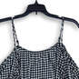 Womens Black White Gingham Cold Shoulder Button Front Blouse Top Size L image number 4