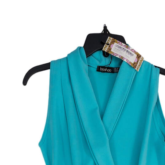 NWT Womens Teal Sleeveless Button Front Double Breasted Sheath Dress Size 6 image number 3