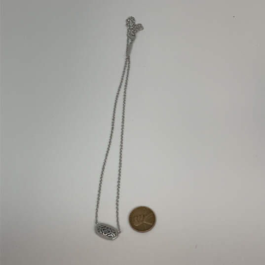 Designer Kendra Scott Silver-Tone Link Chain Pendant Necklace With Dust Bag image number 3