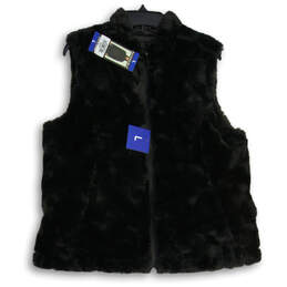 NWT Womens Black Mock Neck Full Zip Reversible Puffer Jacket Size L