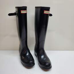 Hunter Original Tall Shiny Rain Boots Black Size Women's 6
