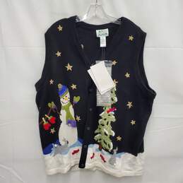 VTG The Quacker Factory WM's Winter Holiday's Embroidered Vest  Size 1X