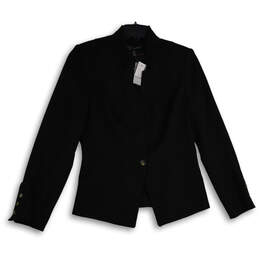 NWT Womens Black Notch Lapel Long Sleeve One Button Blazer Size 10