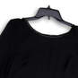 Womens Black Round Neck Long Sleeve Stretch Pullover Blouse Top Size XS image number 3