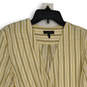 Womens Yellow White Striped Surplice Neck Tie Waist Blouse Top Size Small image number 3