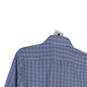 Womens Blue Plaid Slim Fit Stretch Button-Up Shirt Size 15.5 31/33 Medium image number 4