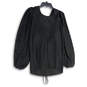 NWT Womens Black Pleated V-Neck Balloon Sleeve Pullover Blouse Top Size XL image number 2