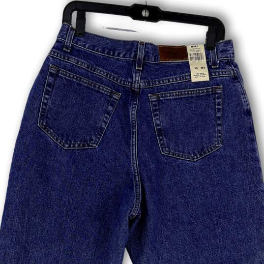 NWT Womens Blue Denim Medium Wash Stretch Pockets Tapered Jeans Size 14MT image number 4