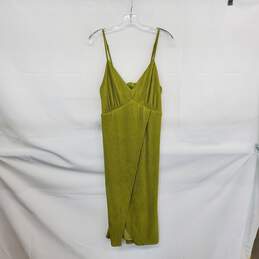 Lulus Lime Green Gauze Sleeveless Midi Wrap Dress WM Size L NWT