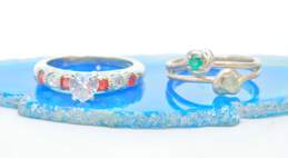 Contemporary 925 Diamond Accent White Sapphire Emerald CZ Rings 12.8g alternative image