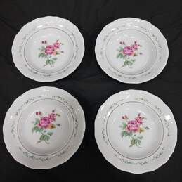 Set of 4 Gibson Housewares Victorian Rose Pattern Soup Bowls