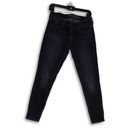 Womens Blue Denim Dark Wash Pockets Stretch Skinny Leg Jeans Size 4