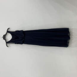 Womens Blue Pleated Sleeveless Round Neck Back Zip Maxi Dress Size 5/6 alternative image