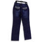 NWT Womens Blue Stretch Denim Pockets Dark Wash Straight Leg Jeans Sizes 8 image number 2