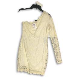NWT Windsor Womens Cream Floral Lace One Shoulder Long Sleeve Mini Dress Size M