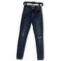 Womens Blue Denim Medium Wash Distressed Pocket Skinny Leg Jeans Size 25 image number 1