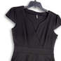 Womens Black Cap Sleeve Side Zip Knee Length A-Line Dress Size Medium image number 3