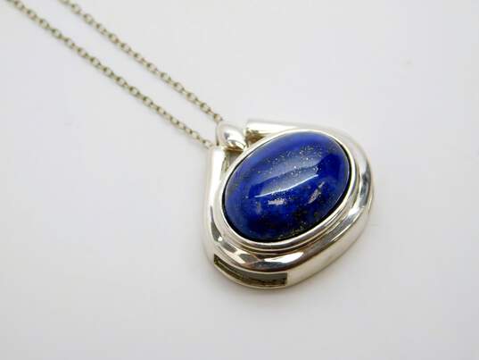 Artisan Sterling Silver Lapis Necklaces Earrings & Cut Out Ring 29.5g image number 4