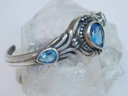 Romantic 925 Sterling Silver Blue Rhinestone Cuff Bracelet 26.8g alternative image