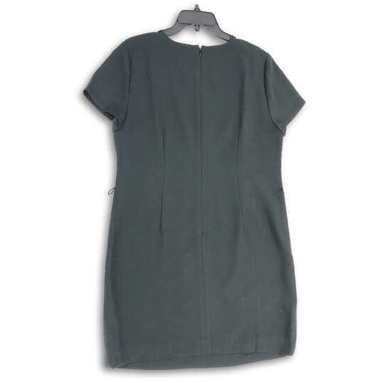 NWT Womens Black Round Neck Short Sleeve Back Zip Shift Dress Size 14 image number 2