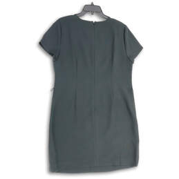 NWT Womens Black Round Neck Short Sleeve Back Zip Shift Dress Size 14 alternative image