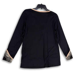 NWT Womens Black Lace Long Sleeve V-Neck Pullover Tunic Top Size Medium alternative image