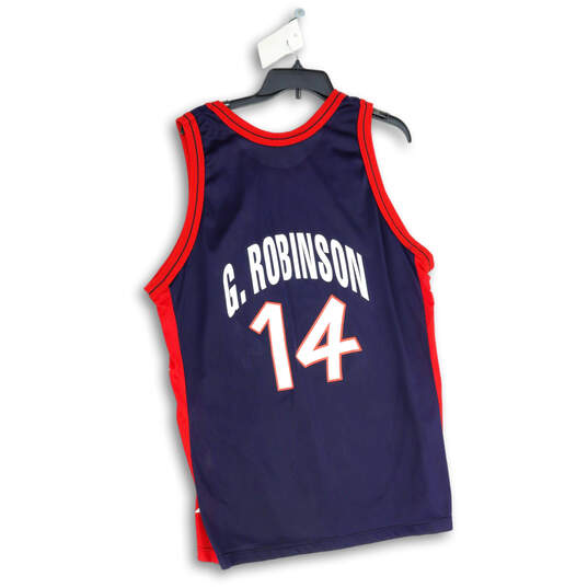 Mens Red Navy Blue USA Glenn Robinson #14 Basketball Jersey Size 48 image number 2