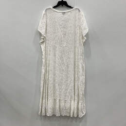 Womens White Eyelet V-Neck Short Sleeve Front Button Maxi Dress Size 4 alternative image