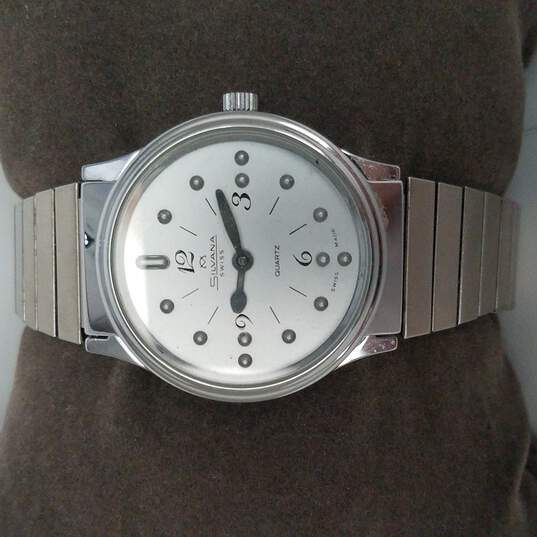 Silvana 9042 Silver Toned Swiss Made Quartz Watch image number 2