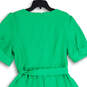 NWT Womens Green Pleated V-Neck Tie Waist Back Zip Fit & Flare Dress Sz 16 image number 4