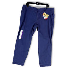 NWT Womens Blue Flat Front Slash Pockets Cropped Chino Pants Size 16