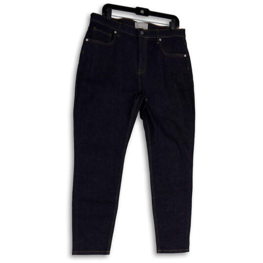 Womens Blue Dark Wash Pockets Regular Fit Denim Tapered Jeans Size 33 image number 1