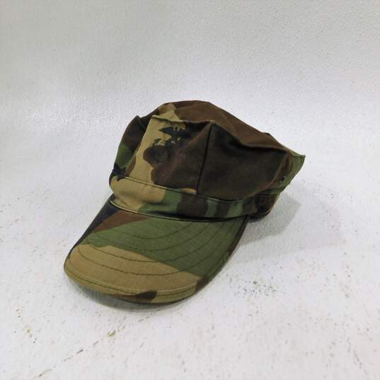 US Marine Corps USMC EGA Woodland Camo 8 Point Utility Cover Hat Cap  Medium image number 3