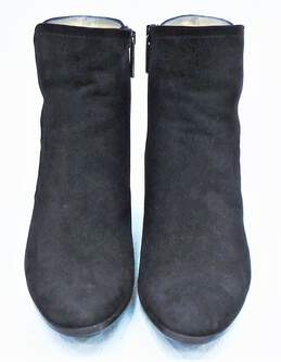Black Suede Fur Trimmed High Heel Ankle Boot Womens SZ 6.5 IOB alternative image