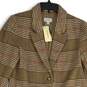 NWT Evereve Womens Rose Brown Plaid Long Sleeve Button Front Overcoat Size S image number 3