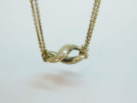 Tiffany & Co. 925 Infinity Twist Double Chain Necklace 8.2g image number 3