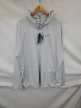 Mn Brooks Gray Canopy Jacket Roll-Up Collar Hood Sz XXL
