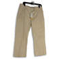 NWT Womens Beige Flat Front Pocket Straight Leg Golf Ankle Pants Size 12 image number 1