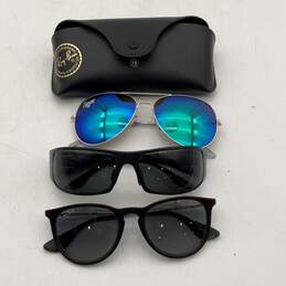 Lot Of 3 Ray Ban Mens Black Multicolor UV Protection Sunglasses w/ Case