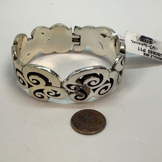 Designer Brighton Silver-Tone Open Work Scroll Hinged Bangle Bracelet image number 2