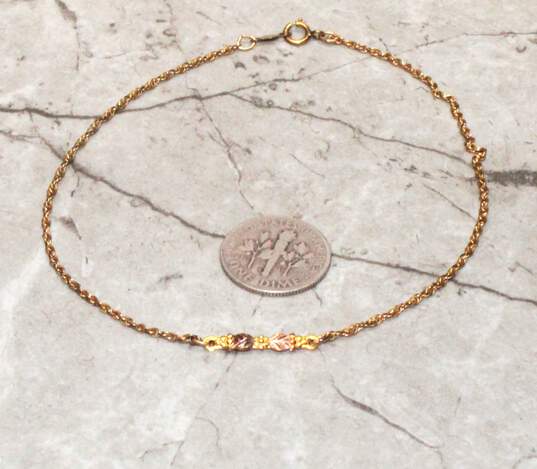 Mt. Rushmore Jewelry 10K Black Hills Gold W/ Gold Fill Chain Anklet - 1.19g image number 6