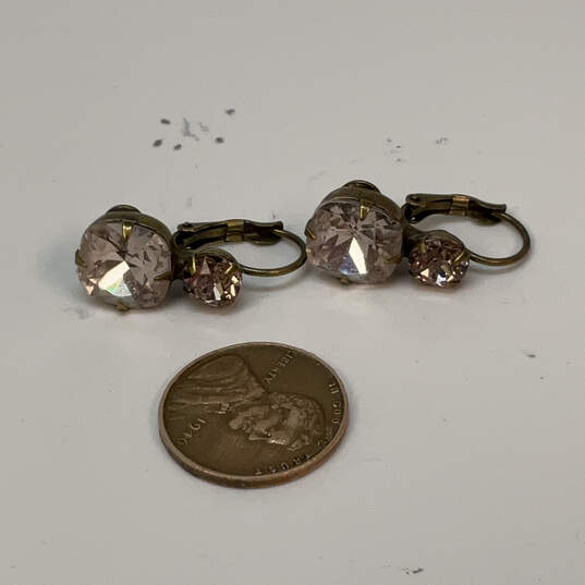 Designer Sorrelli Gold-Tone Lever Back Crystal Cut Stone Drop Earrings image number 2