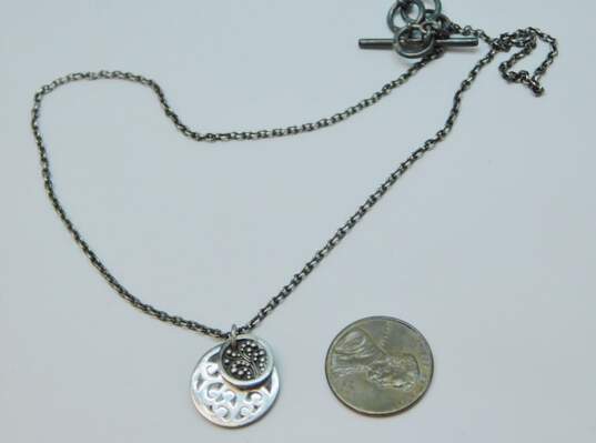 Designer Lois Hill 925 Sterling Silver Scrolled & Granulated Pendant Necklace 9.3g image number 4