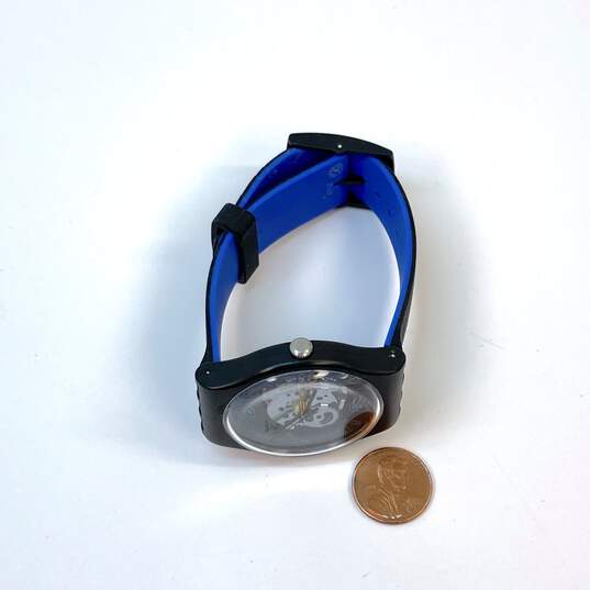Designer Swatch Blue Black Water Resistant Analog Quartz Wristwatch image number 3