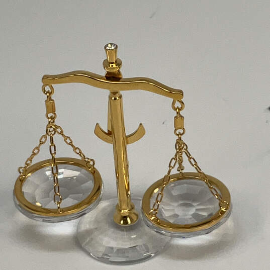 Designer Swarovski Gold-Tone Crystal Cut Stone Balance Scale Figurine image number 4
