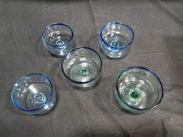 Bundle of 5 Mexican Blue Rimmed Blown Glass Compotes alternative image