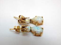 14K Yellow Gold Opal Drop Earrings 2.4g