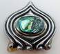 MMA Mexico 925 Modernist Abalone Shell Puffed Pointed Scrolled Pendant Brooch image number 3