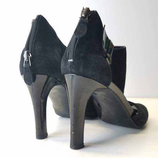 Franco Sarto Black Leather Suede Pump Heels Shoes Size 7.5 image number 5